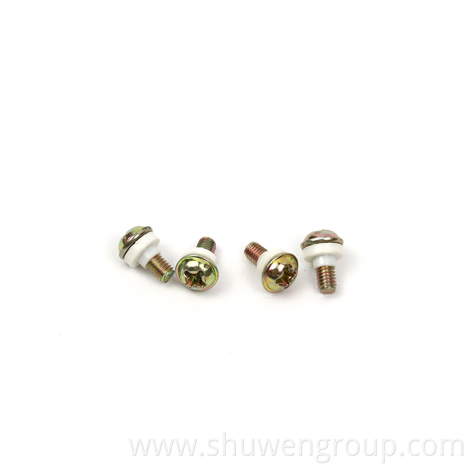 Yellow zinc SEMS screws with nylon washer